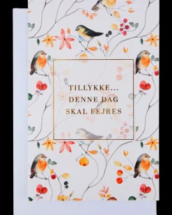Kort med kuvert 11x17 cm - fugle| Festartikler