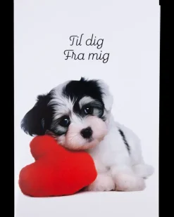 Kort med kuvert 11x17 cm - hund med hjerte| Festartikler