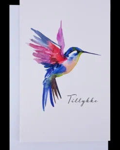 Kort med kuvert 11x17 cm - kolibri| Festartikler