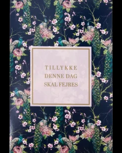 Kort med kuvert 11x17 cm - mørke blomster| Festartikler