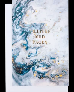 Kort med kuvert 11x17 cm - tillykke og marmor| Festartikler