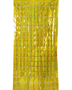 Lametta gardin firkanter guld| Festartikler|Nytårspynt