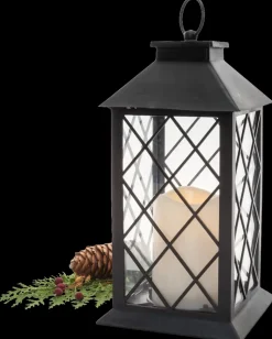 Lanterne med LED - sort| Øvrigt Havetilbehør|Øvrig Belysning