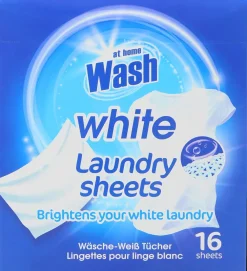 At Home Wash Laundry sheets 16-sheets - white| Vaskemidler