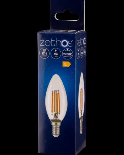 zethos LED-filament 4W E14 C35 klar| Led-Pærer
