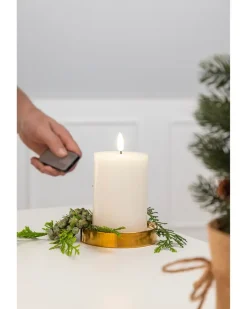 LED-vokslys 3D-flamme fjernbetjent - H. 10 cm| Lys Og Olielamper