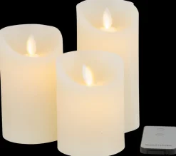 LED-vokslys med fjernbetjening 3-pak| Lys Og Olielamper