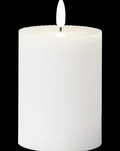 LED-vokslys rillet med timer - H. 10 cm| Lys Og Olielamper