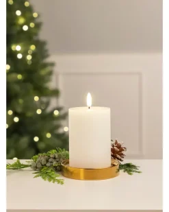 LED-vokslys rillet med timer - H. 10 cm| Lys Og Olielamper