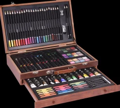 Male kunstnersæt i trækuffert 112 dele| Øvrige Hobbyartikler|Akrylmaling