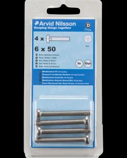 Arvid Nilsson Maskinskrue A4 PH M6 x 50 mm 4-pak| Maskinskruer, Bolte Og Møtrikker
