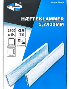 MITSUTOMO AIR Hæfteklammer 5,7 x 32 mm 2500 stk.| Søm, Klammer, Stifter Mm.