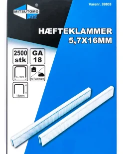 MITSUTOMO AIR Hæfteklammer 5,7 x 16 mm 2500 stk.| Søm, Klammer, Stifter Mm.