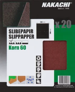 Nakachi Slibepapir 23 x 28 cm K60 20 stk.| Slibepapir