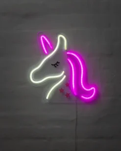 BRIGHT DESIGN Neonskilt Enhjørning H.33 x B.33 cm| Indendørs Væglamper