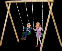 Nordic Play Active Gyngestativ i træ til 2 gynger| Gynger, Legehuse Og Sandkasser
