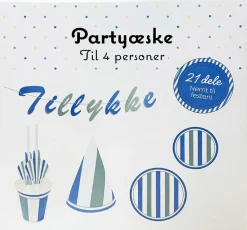 Partyæske til 4 personer - blå og grøn| Festartikler