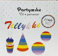 Partyæske til 4 personer - multi farvede| Festartikler