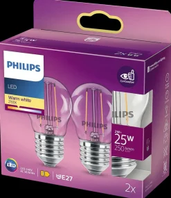 PHILIPS LED-filamentpære 2W E27 2-pak| Led-Pærer