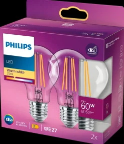 PHILIPS LED-filamentpære 7W E27 2-pak| Led-Pærer