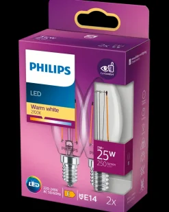 PHILIPS LED-filamentpære 2W E14 2-pak| Led-Pærer