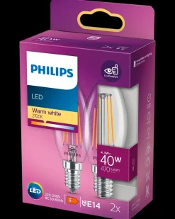 PHILIPS LED-filamentpære 4,3W E14 2-pak| Led-Pærer
