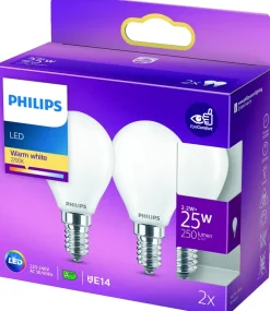 PHILIPS LED-pære 2,2W E14 P45 2-pak| Led-Pærer