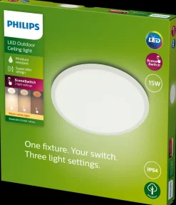 PHILIPS Loftlampe SceneSw. slim Ø25cm 15W IP54 hvid| Udendørs Væglamper