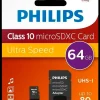 PHILIPS Micro SDXC kort - 64GB med SD adapter| Hukommelseskort