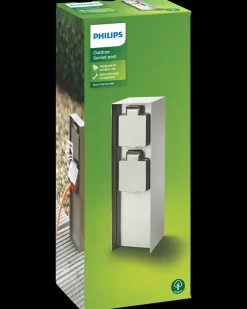 PHILIPS myGarden Strømforsyning 2 udtag ude - Inox| Stikdåser