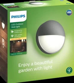 PHILIPS Væglampe Capricorn Ø21,4cm 6W - Grå| Udendørs Væglamper