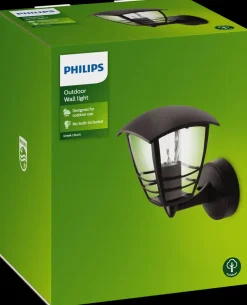 PHILIPS Væglampe Creek up E27 - sort| Udendørs Væglamper