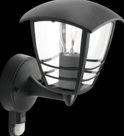 PHILIPS Væglampe Creek up med sensor E27 - sort| Udendørs Væglamper