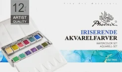 Phoenix Akvarelfarver 12 stk. - iriserende| Øvrige Hobbyartikler