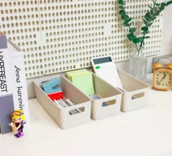 Plastikkurv lang - lysegrå| Opbevaringsbokse Og -Kasser