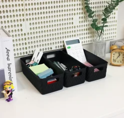 Plastikkurv lang - sort| Opbevaringsbokse Og -Kasser