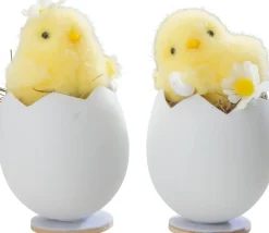 Påskekylling Æggeskal H. 10 cm 2-pak| Dekoration