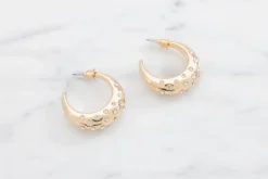 Øreringe chunky med sten - guld| Smykker & Hårpynt