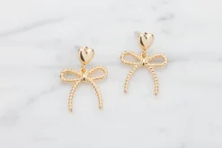 Øreringe hjerte og sløjfe - guld| Smykker & Hårpynt