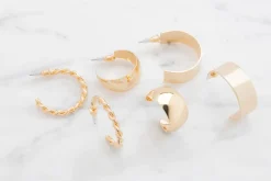 Øreringe hoop 3 par - guld| Smykker & Hårpynt