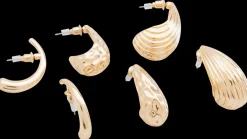 Øreringe hoop med dråbe 3 par - guld| Smykker & Hårpynt