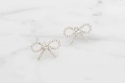 Øreringe sløjfe med sten - sølv| Smykker & Hårpynt