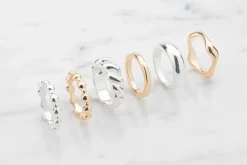 Ring 6 stk. - guld og sølv| Smykker & Hårpynt