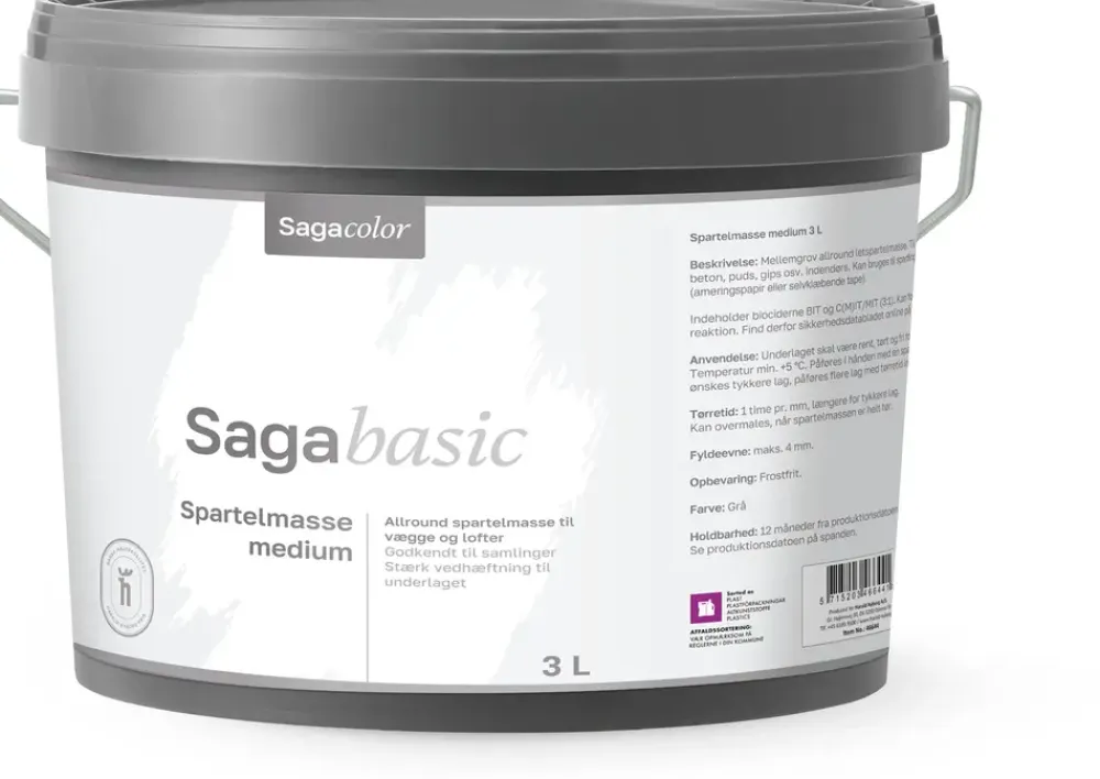SagaColor Spartelmasse Medium - 3 liter| Spartelmasse Og Reparation