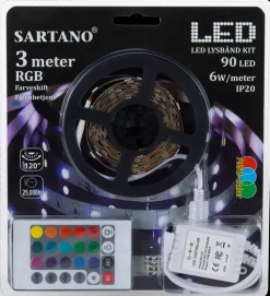 Sartano Flexstrip RGB LED og fjernbetjening - 3 meter| Lyslister