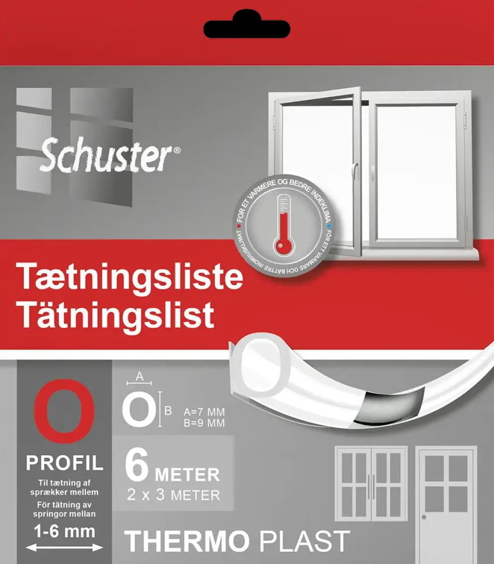 Schuster Tætningsliste O 7 x 9 mm 6 m| Fugebånd Og Tætningslister