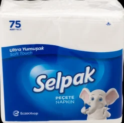 Selpak Servietter hvid 75 stk.| Toiletpapir, Køkkenrulle Og Servietter