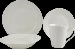 SJÖBO Service porcelæn 24 dele - hvid| Service Og Bestik