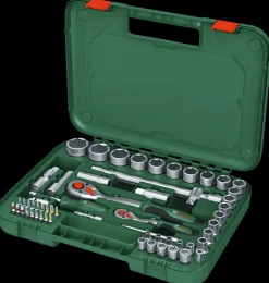 Bosch Skraldesæt 1/4" og 1/2" 57 dele| Topnøglesæt Og Skralder