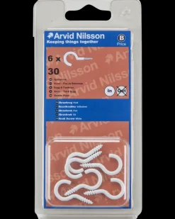 Arvid Nilsson Skruekrog 30 mm hvid 6-pak| Kroge Og Ophæng